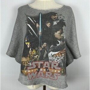 Disney Parks Star Wars Last Jedi Raw Hem Crop Poncho Shirt Gray M